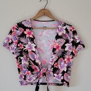 NWT PINK Victoria's Secret Floral Wrap Swim Top/Coverup Size Medium M
